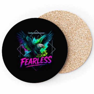 Discover Fearless Eagle Neon Design Coasters