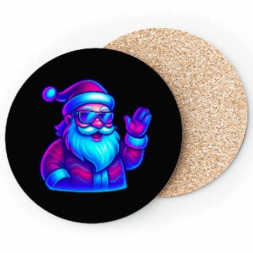 Discover Neon Santa Claus Cyberpunk Christmas Coasters