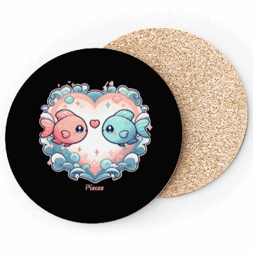 Discover Celestial Pisces Love Heart Illustration Coasters