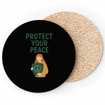 Discover Peaceful Defender Shield Illustration Coasters
