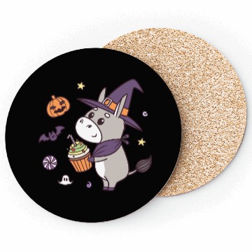 Discover Whimsical Halloween Witch Pony Design Coasters