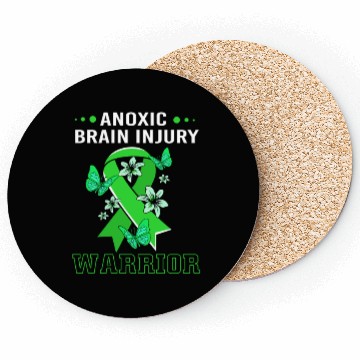 Discover Anoxic Brain Injury Green Ribbon Coasters
