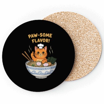 Discover Paw-some Flavor Ramen Cat Coasters