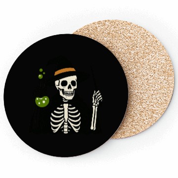 Discover Magical Skeleton Wizard Illustration Coasters