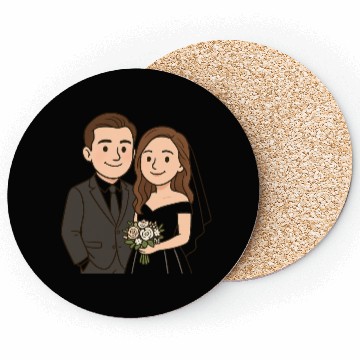 Discover Elegant Wedding Couple Illustration Coasters