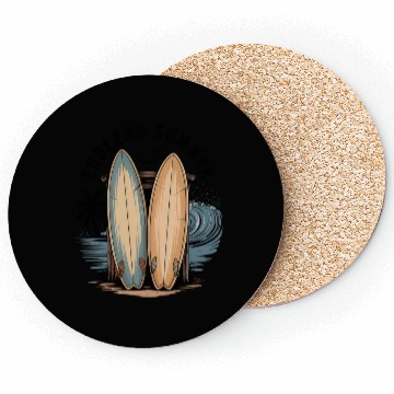 Discover Beach Surfboards Sunset Scene Coasters