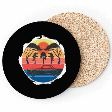 Discover Retro Sunset Car Scene Design Coasters