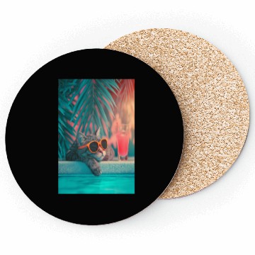 Discover Cool Cat by the Pool Coasters