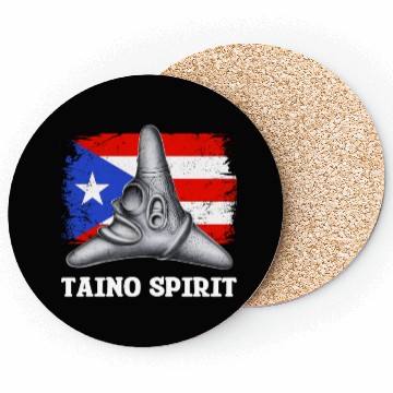 Discover Puerto Rico Cemi Triangle Statue Flag Coasters