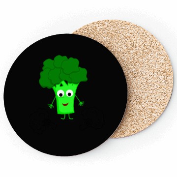 Discover Whimsical Broccoli Character Design Coasters