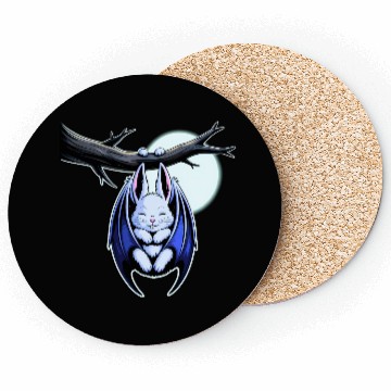 Discover Spooky Cute Kawaii Vampire Bat Bunny and Moon  Coasters