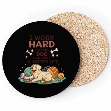 Discover Work Hard Play Hard Dog Illustration Coasters