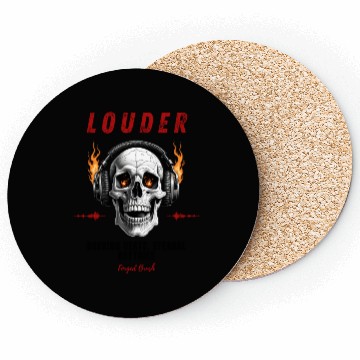 Discover Flaming Skull Headphones – Rock & Roll Design Coasters