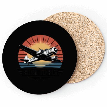 Discover Vintage Dive Bomber Flight Illustration Coasters