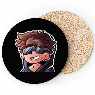 Discover Cool Gamer Boy Logo – Fun Cartoon Avatar for Merch Coasters
