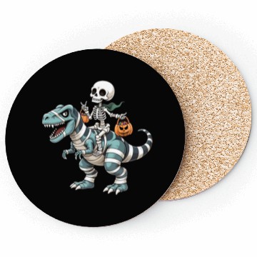 Discover Skeleton Riding Mummy Dinosaur Funny Halloween Coasters