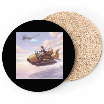 Discover Sunset Island Boat Scene Coasters