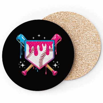 Discover Colorful Baseball Bat Shield Design Coasters