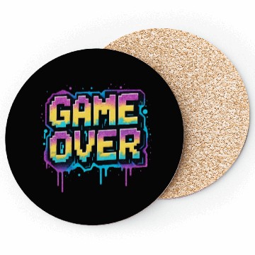 Discover Pixelated Game Over Graffiti Design Coasters