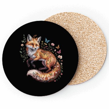 Discover Enchanted Fox with Floral Accents Coasters