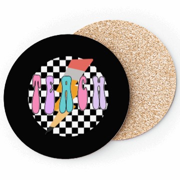 Discover Checkered Teach Coasters, Retro Pencil Teacher Coasters,