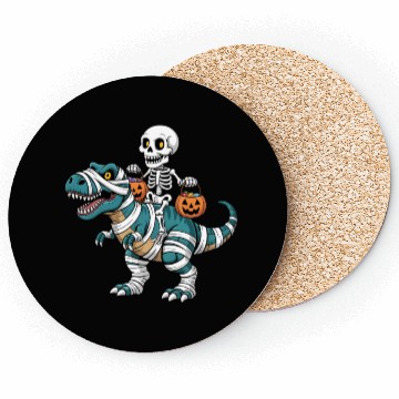 Discover Skeleton Riding Mummy Dinosaur Funny Halloween Coasters