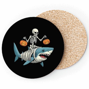 Discover Skeleton Riding Mummy Dinosaur Funny Halloween Coasters