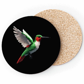 Discover Pixelated Red & Green hummingbird Coasters