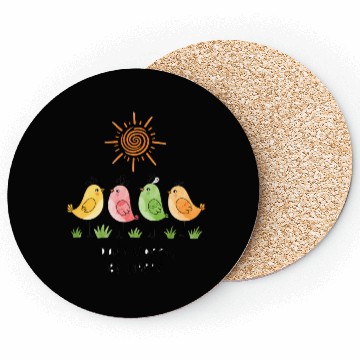 Discover Bright Sunflower and Bird Couple Design Coasters