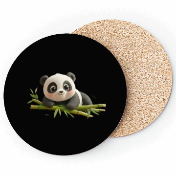 Discover Charming Panda Cub with Bamboo Coasters