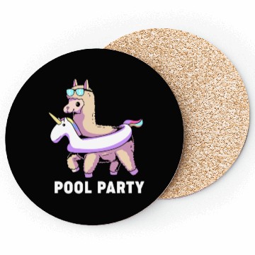 Discover Pool Party Squad Summer Llama Unicorn Coasters