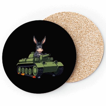 Discover Adorable Donkey Tank Battle Scene Coasters