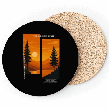 Discover Sunset Landscape Silhouette Design Coasters