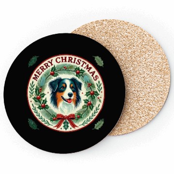 Discover Merry Christmas Australian Shepherd Coasters