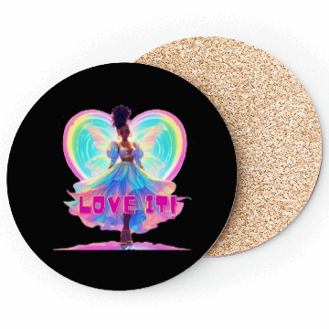 Discover Rainbow Fairy Heart Illustration Coasters