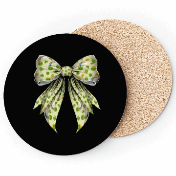 Discover Coquette Bow St Patricks Day Shamrock Pattern Coasters
