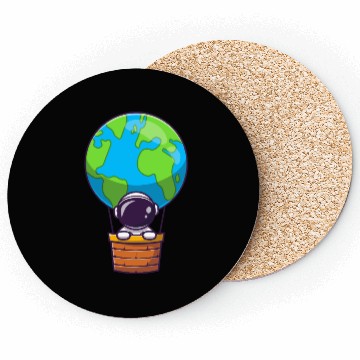 Discover Earth Balloon Illustration Coasters