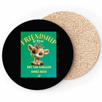 Discover Whimsical Friendshippissed Giraffe Illustration Coasters