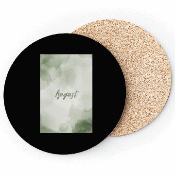 Discover August Watercolor Pastel Typography Coasters