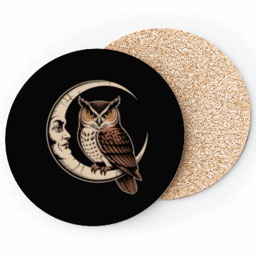 Discover Moon Owl Crescent Coasters