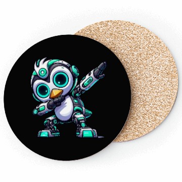 Discover Cool penguin robot cyborg mech astronaut dab Coasters