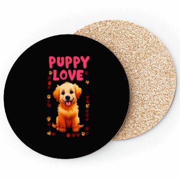 Discover Cute Puppy Love Illustration for Apparel Coasters
