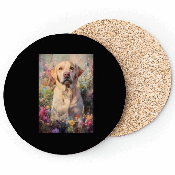 Discover Labrador in Vibrant Garden Scene Coasters