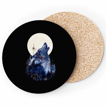 Discover Lunar Howl Forest Mythical Wolf Coasters