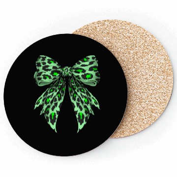 Discover Coquette Bow Cheetah Animal Pattern Lime Green Coasters