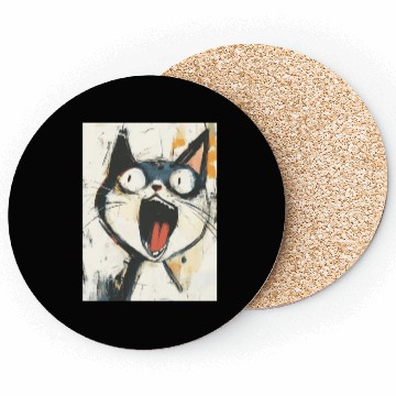 Discover Funny Screaming Cat – Meme Expression Coasters