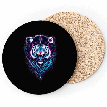 Discover Neon Tribal Tiger Cosmos Design Coasters