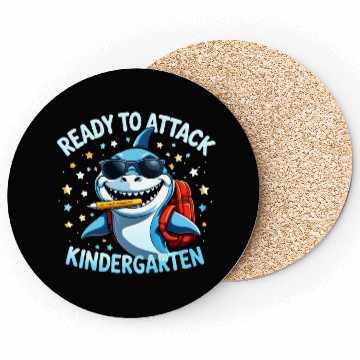 Discover back-to-school-Shark With Backpack Kindergarten  Coasters