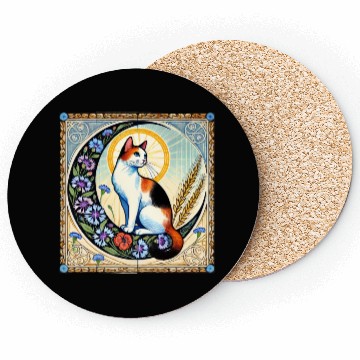 Discover Celestial Calico Cat Art Design Coasters