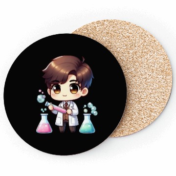 Discover Cute Scientist Chibi Illustration Coasters
